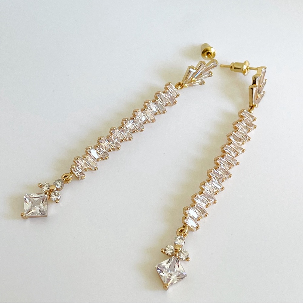 Gold and Silver Crystal Drop Earrings